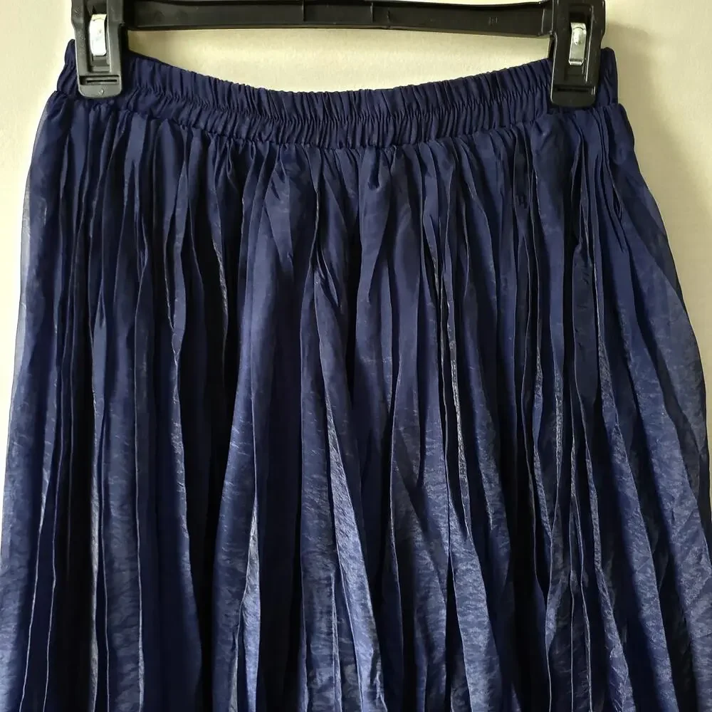 Baltic Born Navy Blue Pleated Midi Maxi Skirt S Classic Cocktail Career Neutral